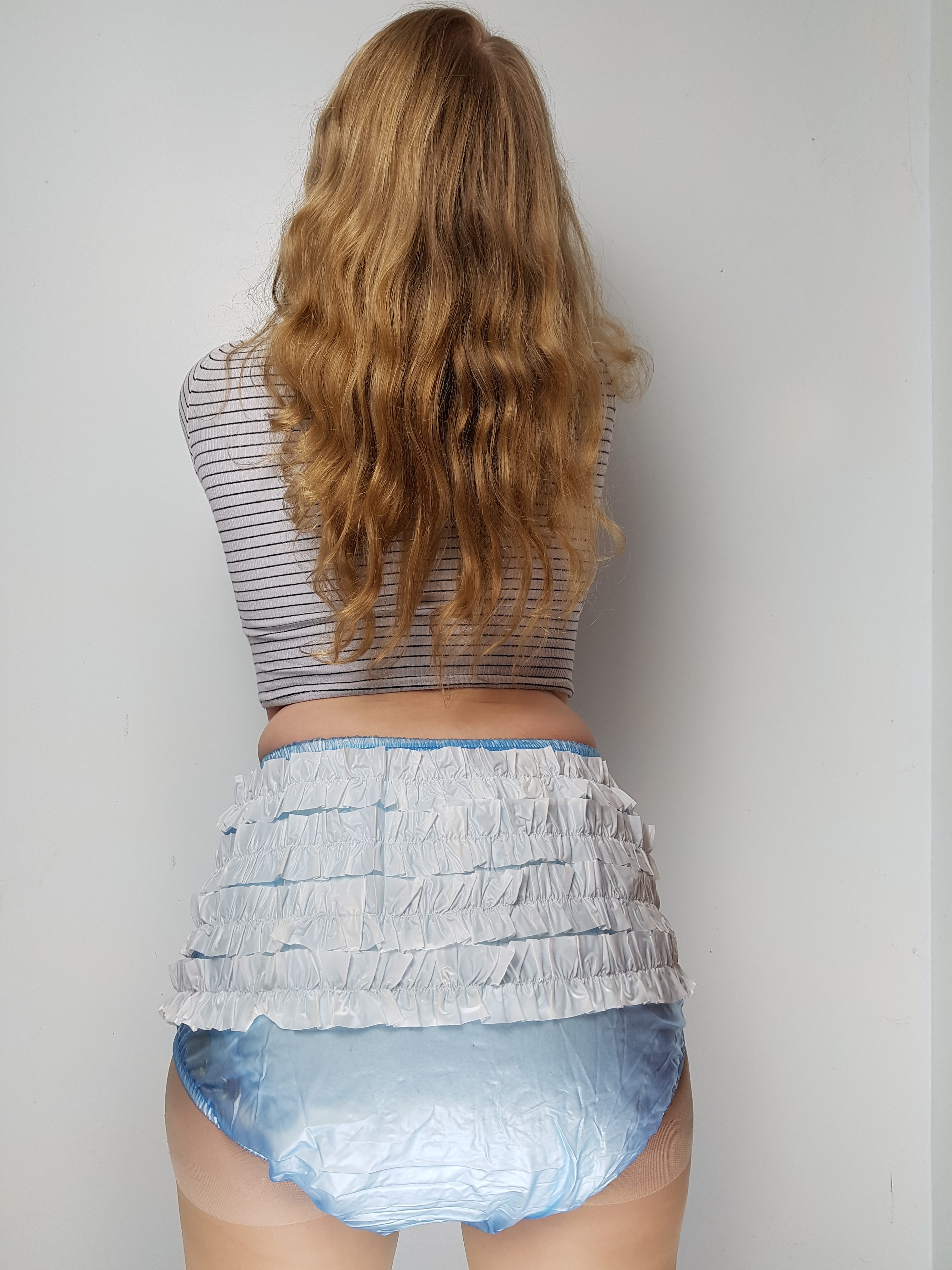 Blue Frilly Plastic pants The Dotty Diaper Company