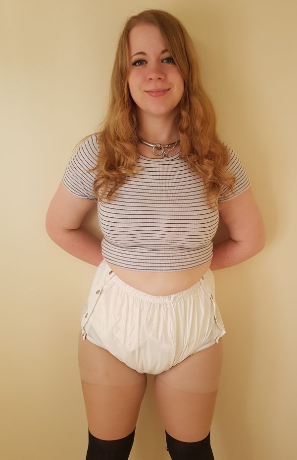 White front popper Plastic pants