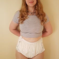 White front popper Plastic pants