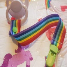 Pride pacifier clip and White Pacifier