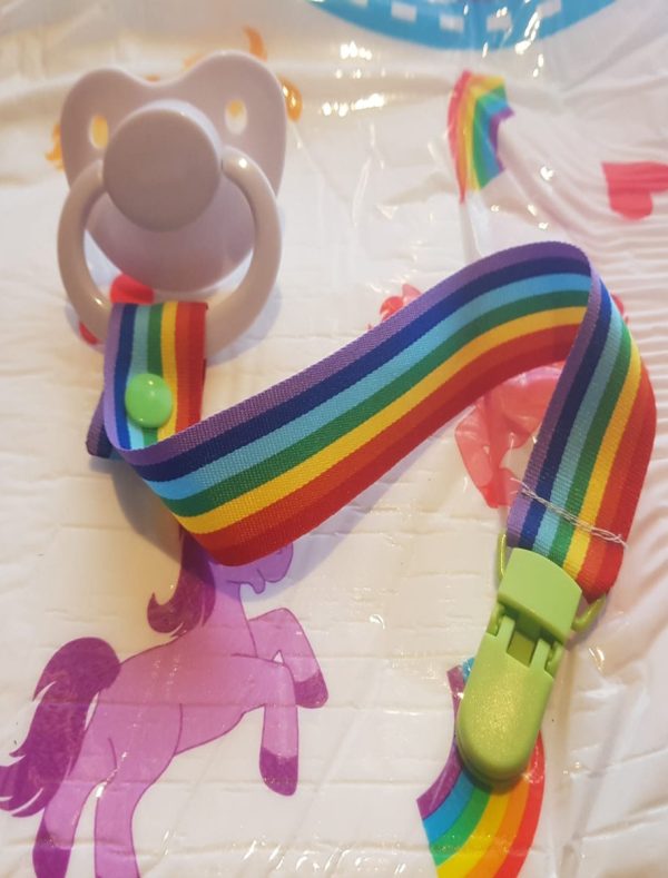 Pride pacifier clip and White Pacifier