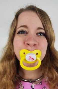 Adult Pacifier Soother Dummy from the dotty diaper company White and grey 
