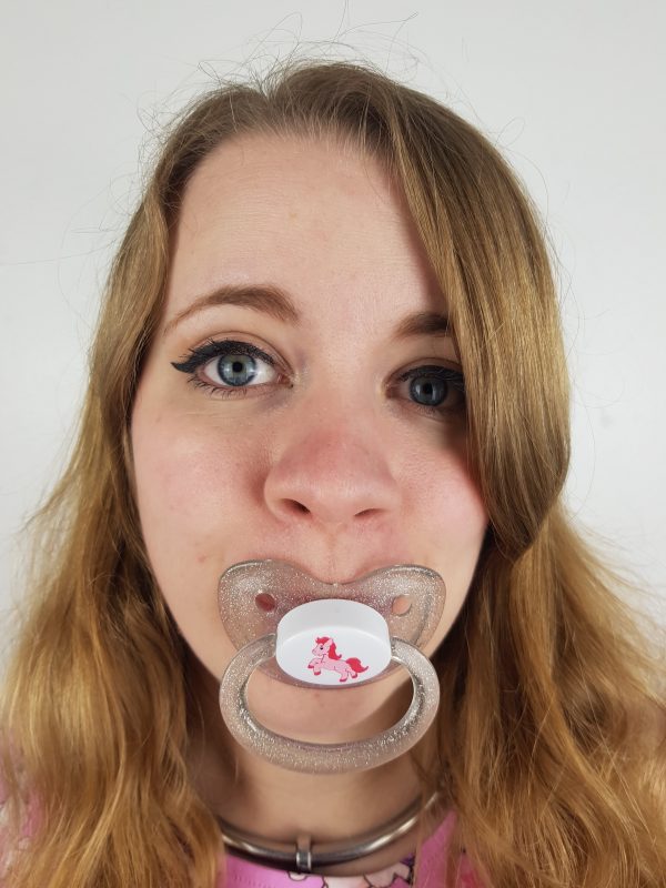Dotty The pony pacifier Silver With Sparkles
