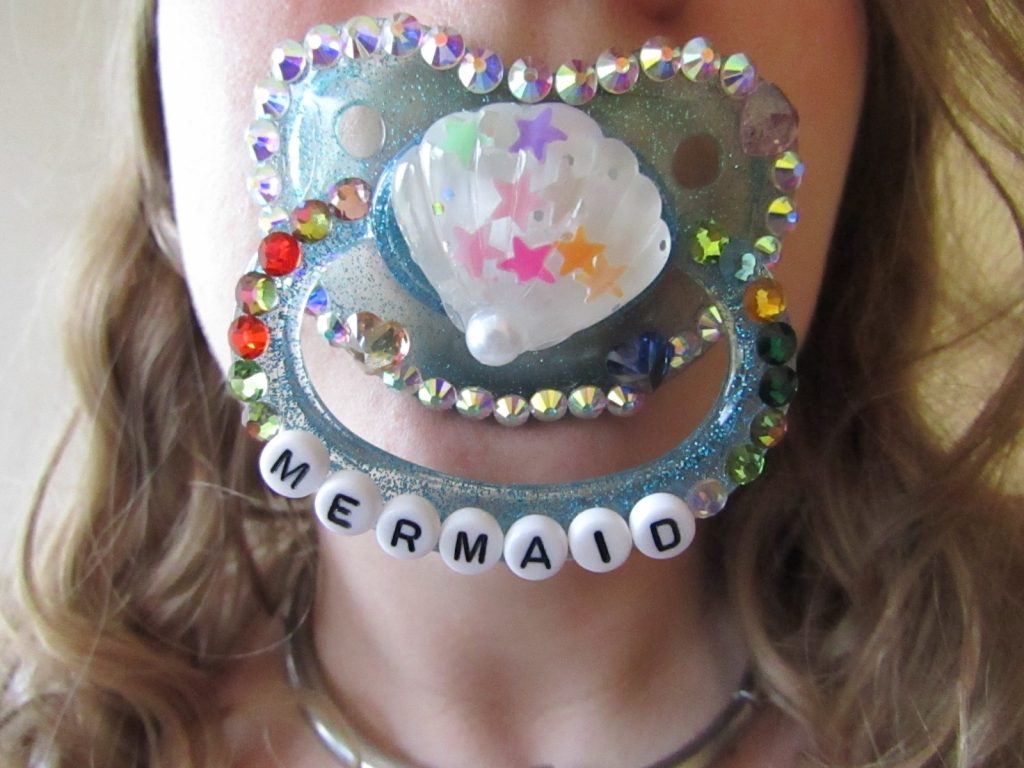Mermaid Custom pacifier with FREE Dotty the Pony Badge