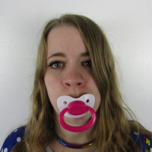 White and Hot Pink pacifier
