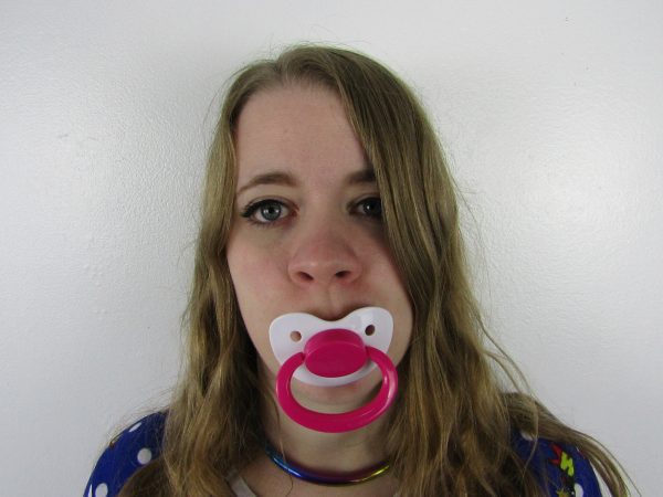 White and Hot Pink pacifier