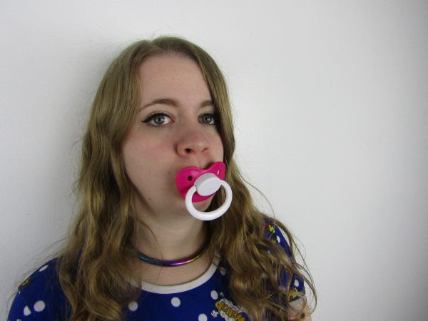 Hot Pink and White pacifier - Image 2