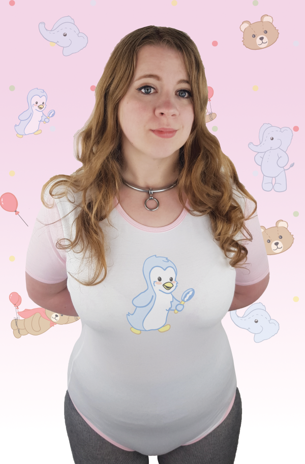 Flipperton custom printed Onesie Bodysuit Pink Binding