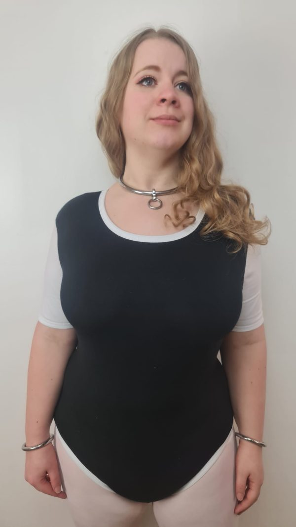 Plain and simple Onesie Bodysuit Black with White Binding - Image 8