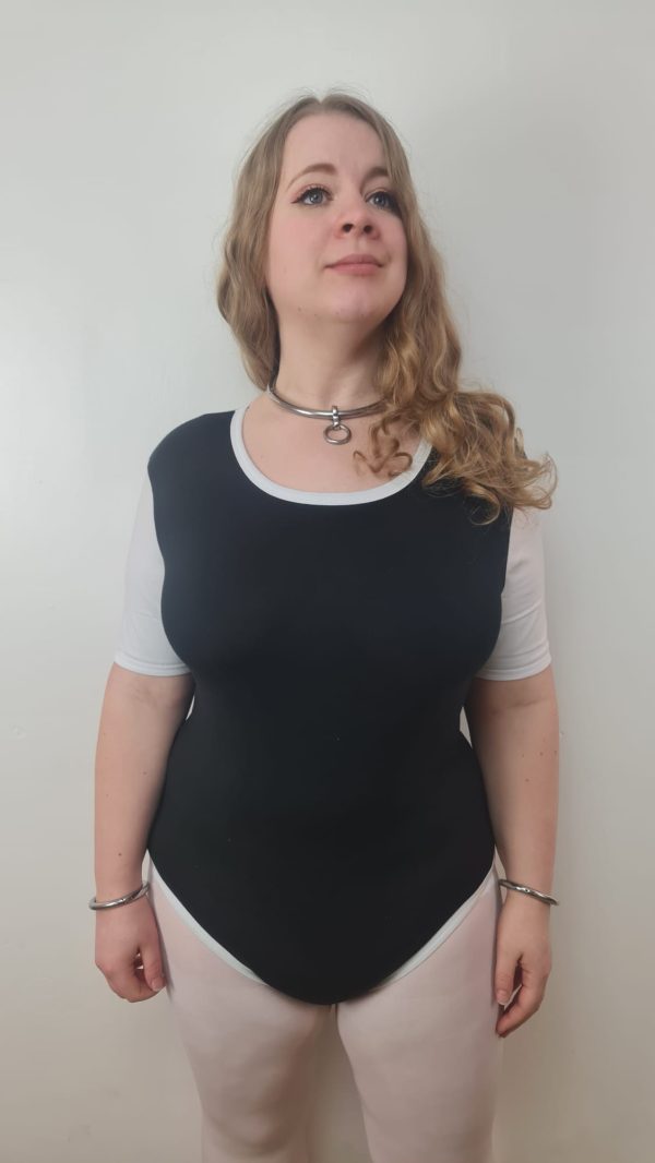 Plain and simple Onesie Bodysuit Black with White Binding - Image 7