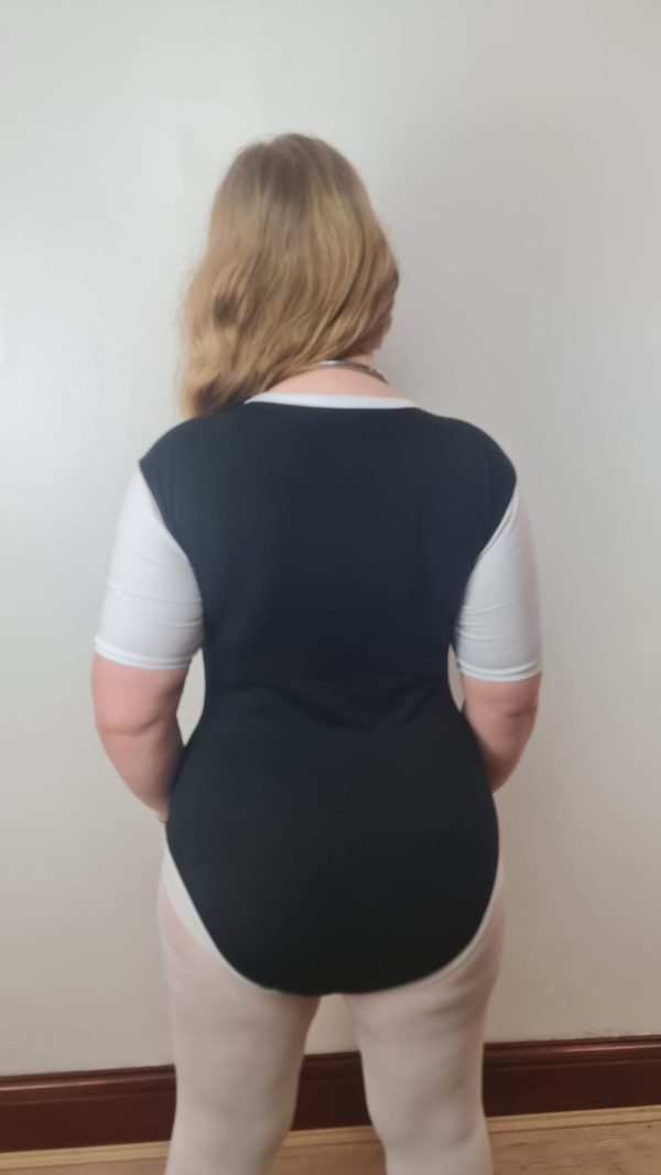 Plain and simple Onesie Bodysuit Black with White Binding - Image 6