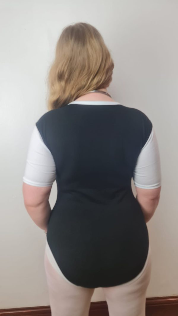 Plain and simple Onesie Bodysuit Black with White Binding - Image 4