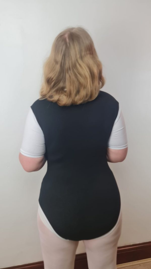 Plain and simple Onesie Bodysuit Black with White Binding - Image 2