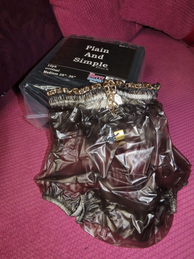 Black Locking Plastic pants with padlock