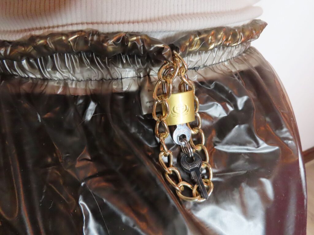Black Locking Plastic pants with padlock